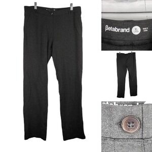 Betabrand Dress Pants Womens XL Tall Straight Leg Yoga Gray Rayon Ponte
